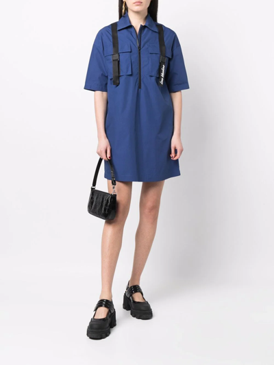 Shop Love Moschino Zip-front Shirt Dress In Blau