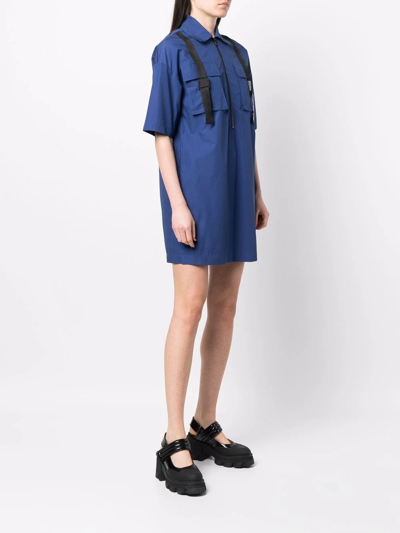 Shop Love Moschino Zip-front Shirt Dress In Blau