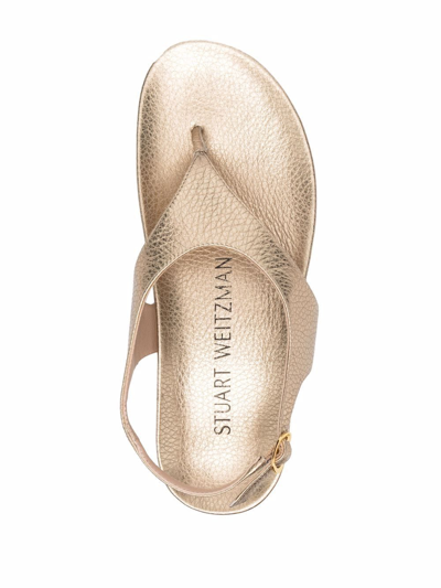 Shop Stuart Weitzman Metallic-effect Open-toe Sandals In Gold