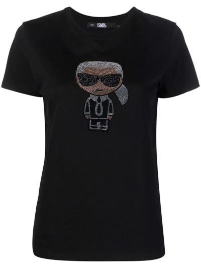 Shop Karl Lagerfeld Organic Cotton Ikonic Karl T-shirt In Schwarz