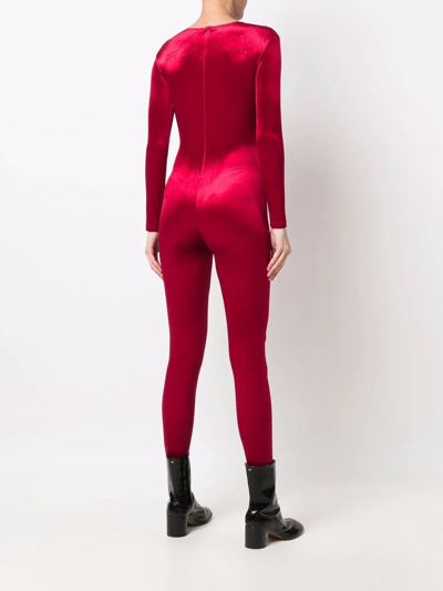 Shop Alchemy X Lia Aram Long-sleeved Velvet Jumpsuit In Red