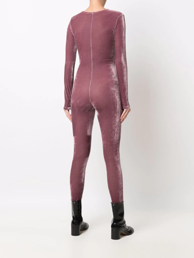 Shop Alchemy X Lia Aram Metallic-effect Long-sleeved Jumpsuit In Pink