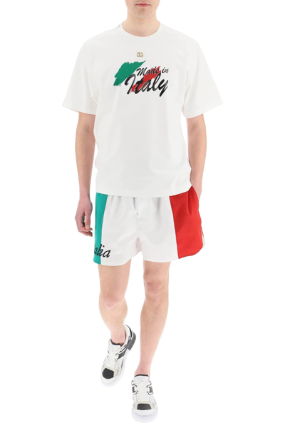 Shop Dolce & Gabbana Technical Jersey T-shirt With Print And Dg Logo In White