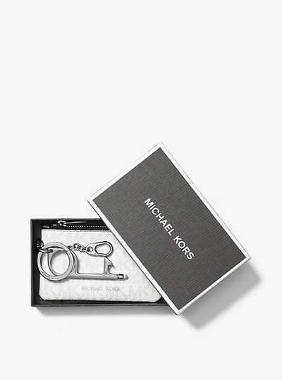 Shop Michael Kors Logo Pouch And No Touch Keychain Set In White