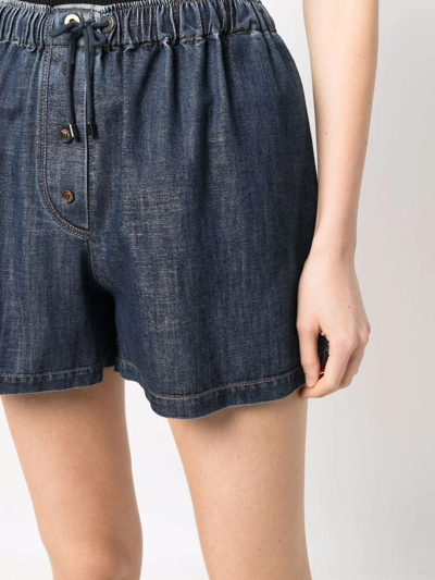Shop Brunello Cucinelli Drawstring-waist Denim Shorts In Blue