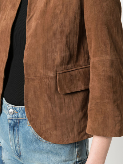 Shop Zadig & Voltaire Verys Cropped Leather Jacket In Brown