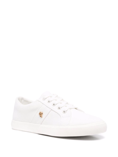 Shop Lauren Ralph Lauren Low-top Lace-up Sneakers In White