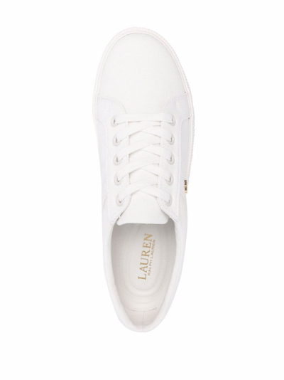 Shop Lauren Ralph Lauren Low-top Lace-up Sneakers In White