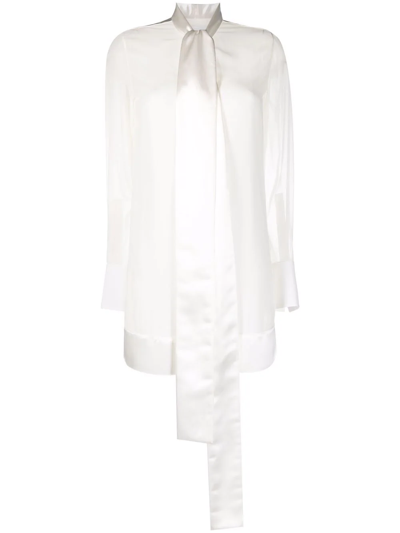 Givenchy Lavalliere Scarf Silk Georgette Mini Dress In White