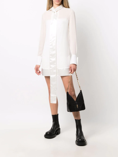 Givenchy Lavalliere Scarf Silk Georgette Mini Dress In White
