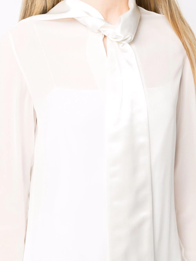 Givenchy Lavalliere Scarf Silk Georgette Mini Dress In White