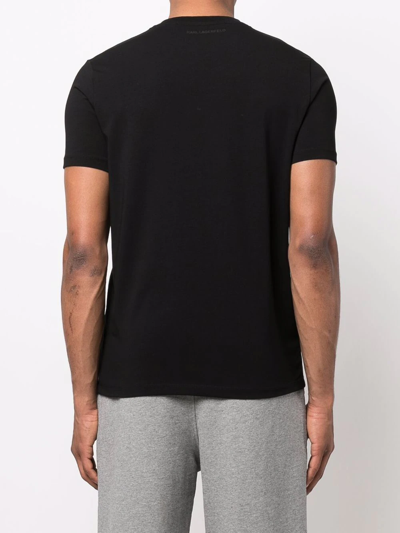 Shop Karl Lagerfeld Patch-detail Cotton T-shirt In Black