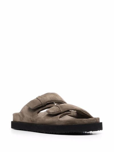 Shop Officine Creative Touch-strap Suede Sandals In Green