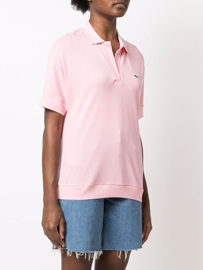 Shop Lacoste Logo-patch Short-sleeve Polo Shirt In Pink