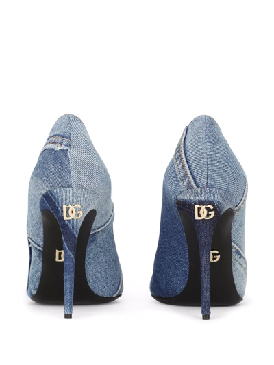 Shop Dolce & Gabbana 105mm Patchwork-denim Buckle-detail Pumps In Blue