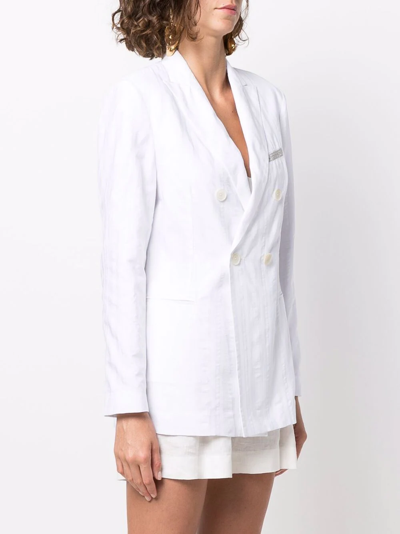 Shop Fabiana Filippi Double-breasted Tailored Blazer In Weiss