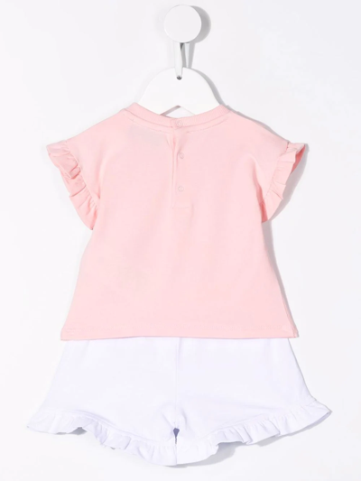 Shop Moschino Ruffled Cotton Shorts In Pink