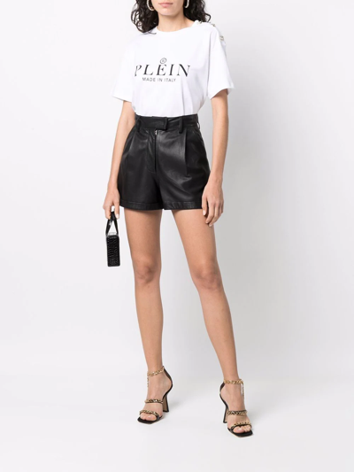 Philipp Plein Logo Embroidery T-shirt With Buttons In White