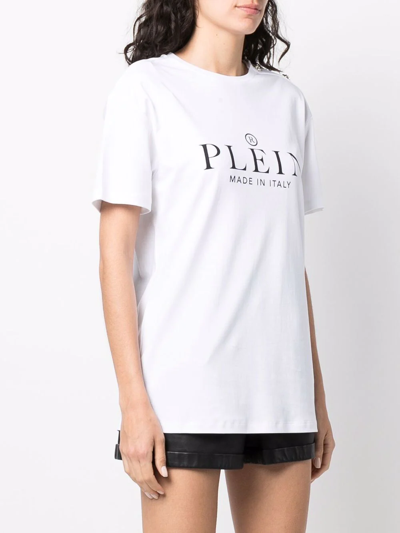 Philipp Plein Logo Embroidery T-shirt With Buttons In White