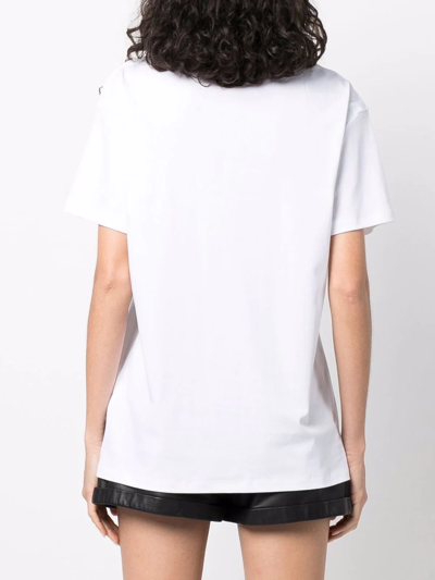 Philipp Plein Logo Embroidery T-shirt With Buttons In White