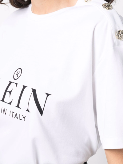 Philipp Plein Logo Embroidery T-shirt With Buttons In White