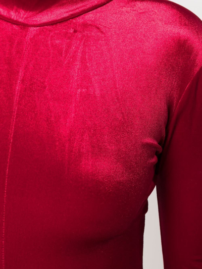 Shop Alchemy X Lia Aram Long-sleeved Velvet Jumpsuit In Red