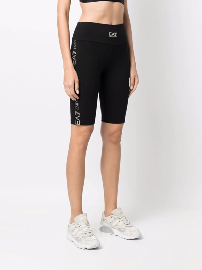 Shop Ea7 Logo-print Cycling Shorts In Black