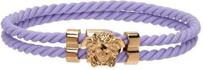 Shop Versace Purple & Gold Medusa Braided Bracelet In 1l72v Orchid Oro Ver