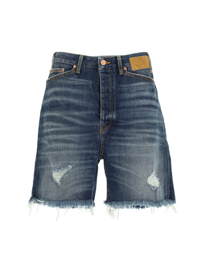 Shop Palm Angels Shorts In Blue Brown