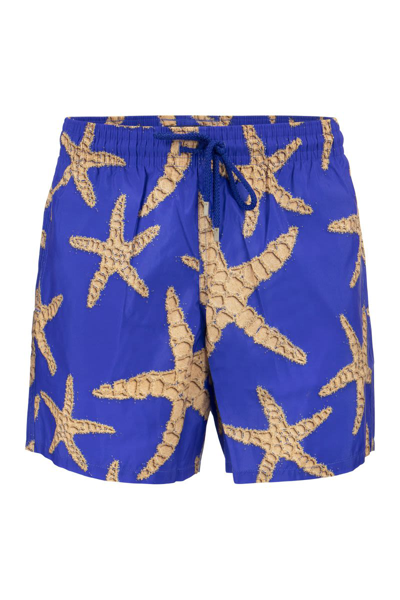 Shop Vilebrequin Men's Ultra-lightweight, Foldable Swimming Costume Sand Starlettes In Bluette