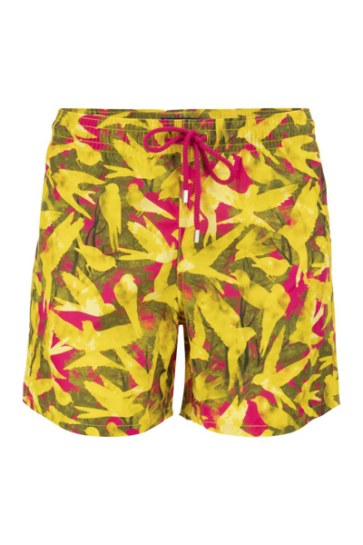 Shop Vilebrequin Men's Swimwear 50 Birds In Pink/yellow