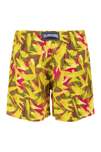 Shop Vilebrequin Men's Swimwear 50 Birds In Pink/yellow