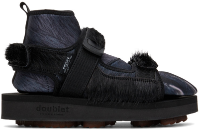 Shop Doublet Black Suicoke Edition Was-5ab Sandals In Bear