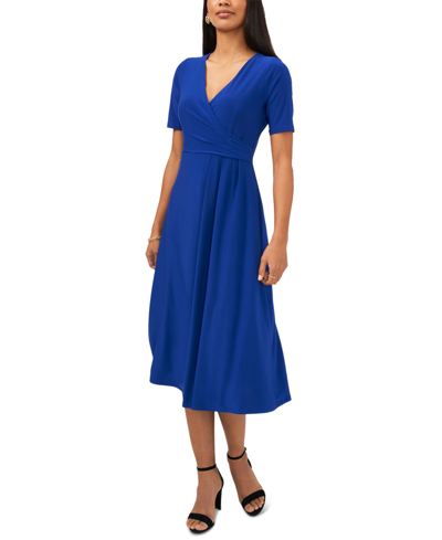 Shop Msk Petite Surplice Midi Dress In Goddess Blue