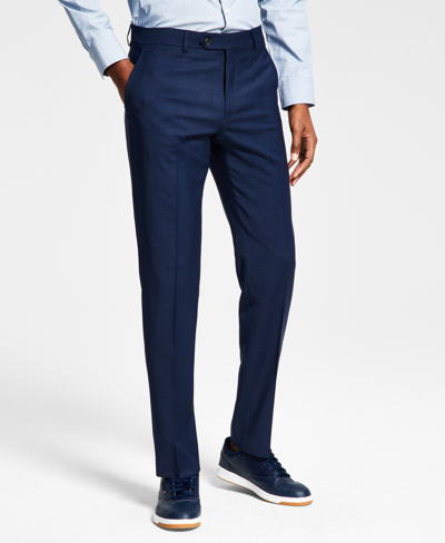 Shop Tommy Hilfiger Men's Modern-fit Wool Th-flex Stretch Suit Separate Pants In Blue Sharkskin