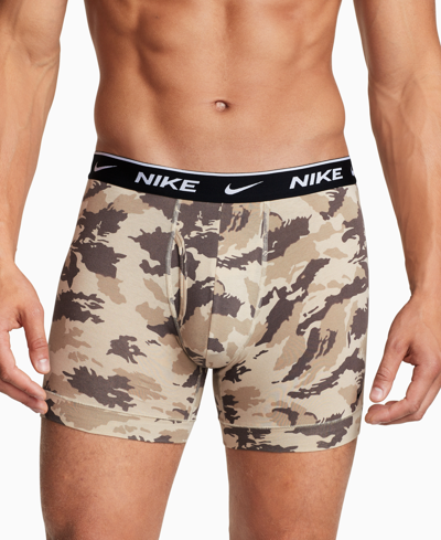 Shop Nike Men's 3-pk. Dri-fit Essential Cotton Stretch Boxer Briefs In Khaki