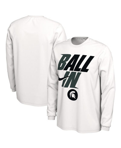 Shop Nike Men's  White Michigan State Spartans Ball In Bench Long Sleeve T-shirt