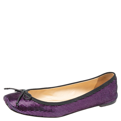 Pre-owned Christian Louboutin Purple/black Suede Rosella Ballet Flats Size 37