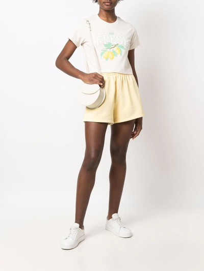 Shop Levi's Embroidered-logo Mini Shorts In Yellow