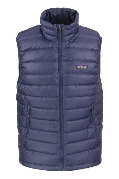 Shop Patagonia Down Sweater Vest In Blue