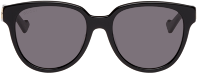 Shop Gucci Black Square Interlocking G Sunglasses In 002 Black