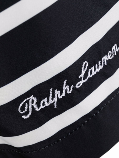 Shop Ralph Lauren Purple Label Stripe-print Swim Shorts In Blue