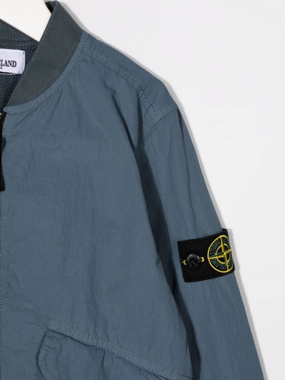 Shop Stone Island Junior Logo-patch Sleeve Bomber Jacket In Blue