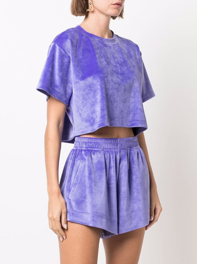 Shop Styland Velvet-effect Cropped T-shirt In Purple