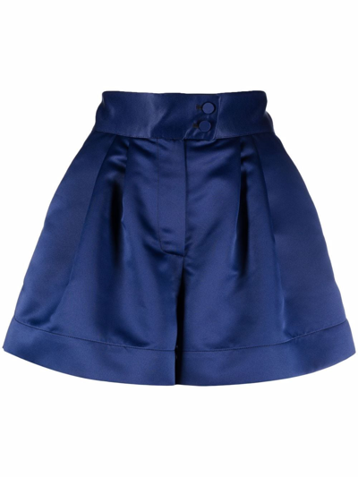 Shop Styland High-waisted Satin Shorts In Blue