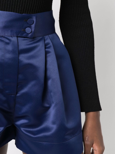 Styland High-waisted Pleated Shorts In Blue