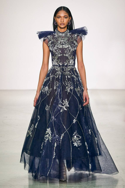 Shop Bibhu Mohapatra Navy Tulle Gown