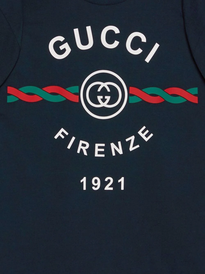 Shop Gucci Firenze 1921 Cotton T-shirt In Blue