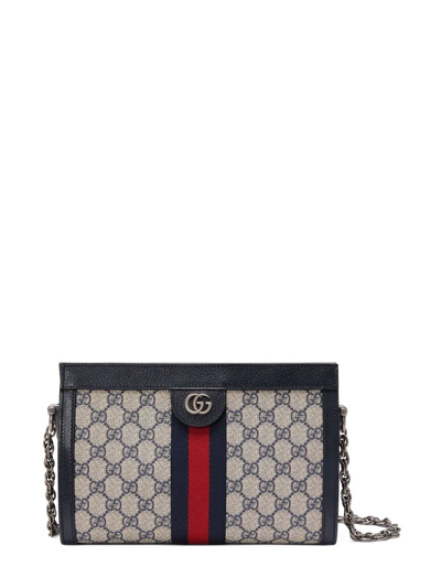 Shop Gucci Small Ophidia Shoulder Bag In Blue