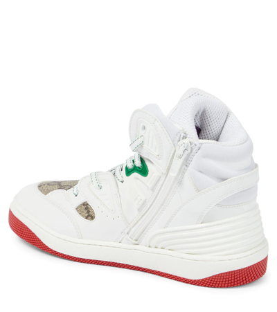 Shop Gucci Basket High-top Sneakers In Gr.wh/be.ebo/g.w/g.w